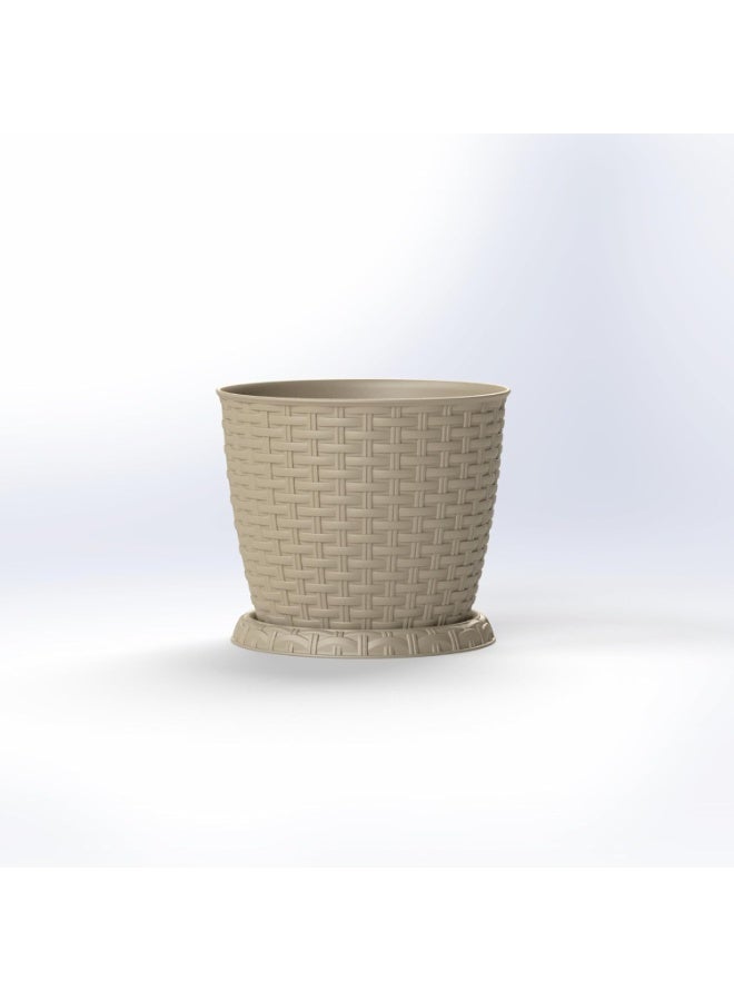 Rosa 20cm Rattan Flowerpot, Elegant Rattan Design, Flower Plant Pot Wooden Colour